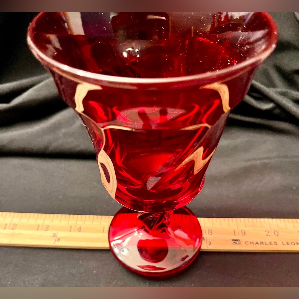 Fostoria VTG Christmas Set of 4 Jamestown Ruby Red Goblets Pedestal Pristine MCM - Picture 14 of 17
